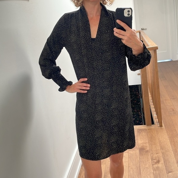 If she loves longsleeve short white black polka dot dress tie scarf size S - Picture 9 of 14